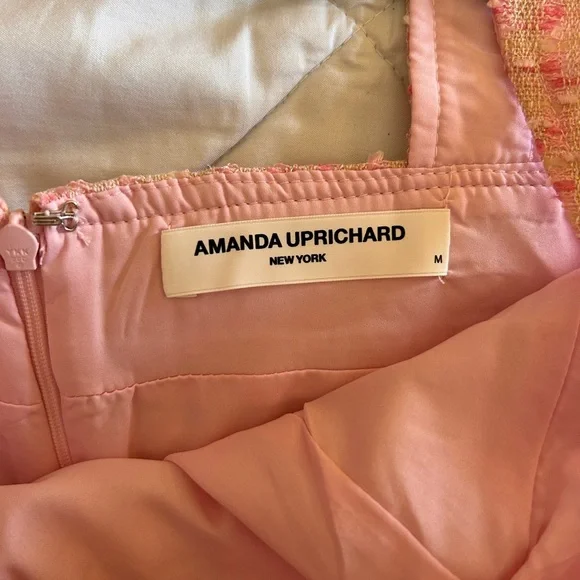 Amanda Uprichard 'Archie' Dress Size Medium Pink Tweed - Picture 5 of 8